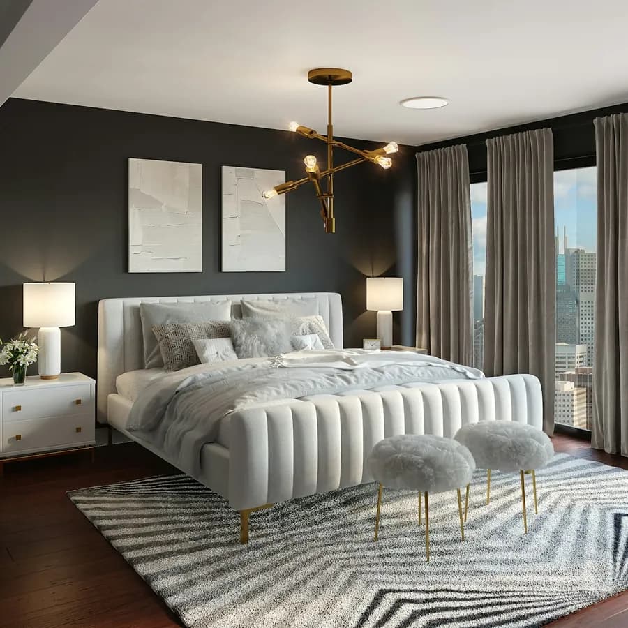 Dormitorio hotelero con cama y ropa de cama blanca
